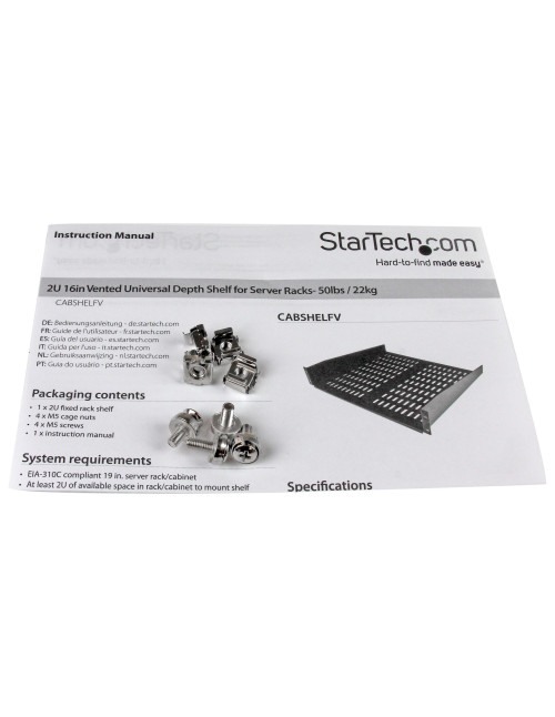Bandeja fija 2u rack startec 2u22kg