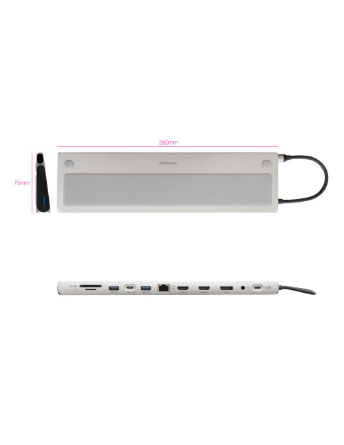 Doking nanocable 3xusb - a+usb - c+pd+2xhdmi+dp+rj45+sd