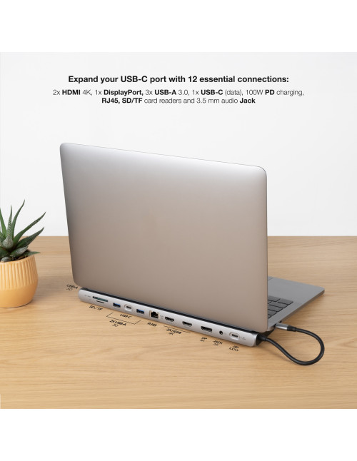 Doking nanocable 3xusb - a+usb - c+pd+2xhdmi+dp+rj45+sd