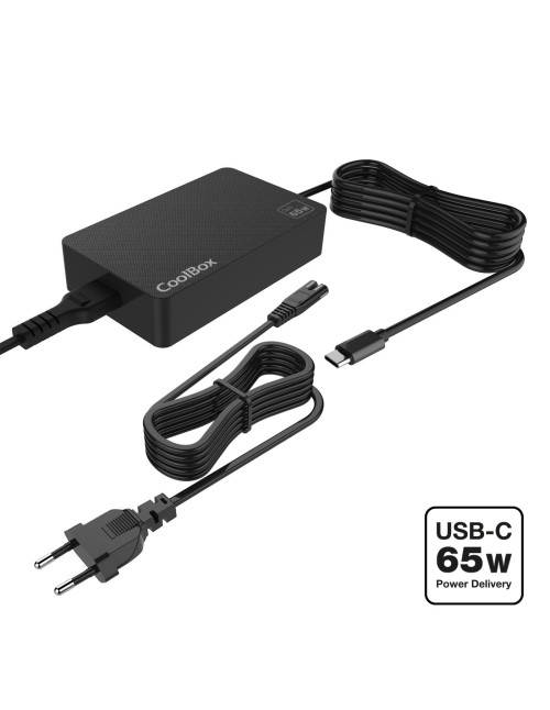 Adaptador cargador portatil usb - c coolbox 65w