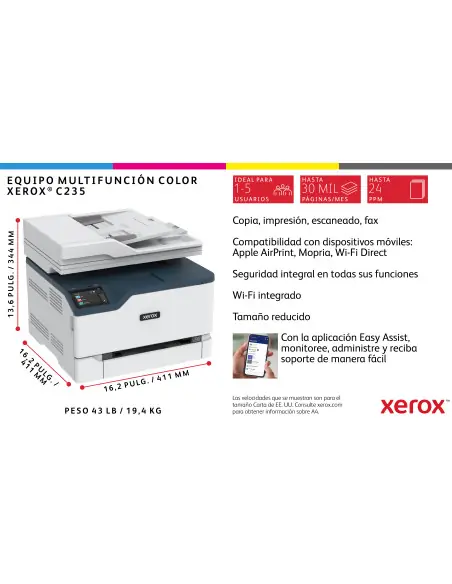 Multifuncion xerox laser color usb wifi