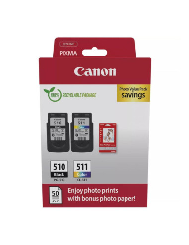 Cartucho canon pg - 510 cl - 511 + papel