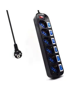 Regleta ewent 6 tomas shucko interruptor