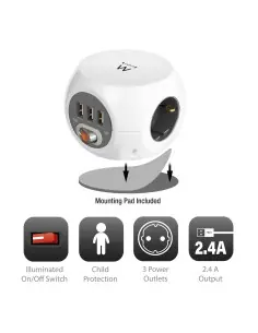 Regleta cubica ewent ew3939 3 tomas