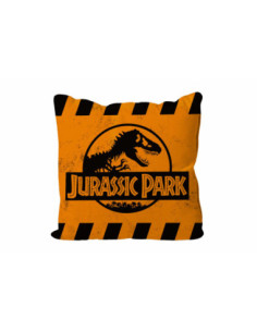 Cojin cuadrado caution logo naranja jurassic