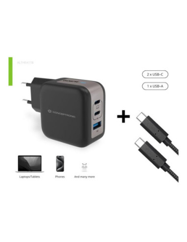 Cargador pared conceptronic althea17b 67w 2x