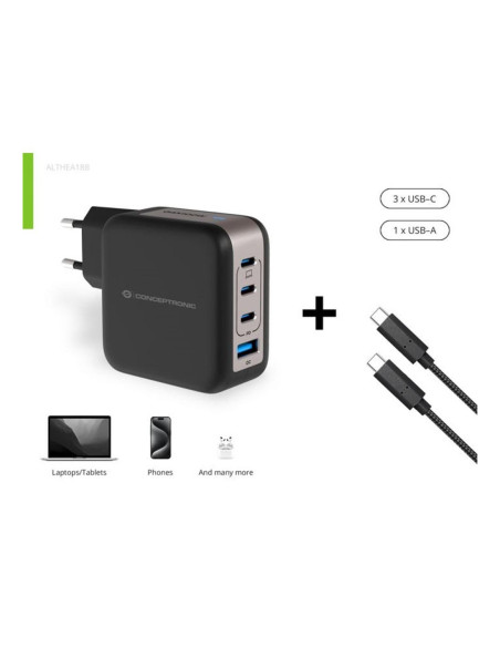 Cargador pared conceptronic althea18b 100w 3x