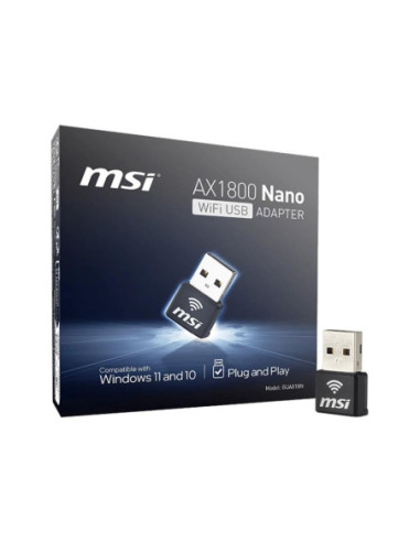 Nano adaptador wifi6 usb msi guax18n