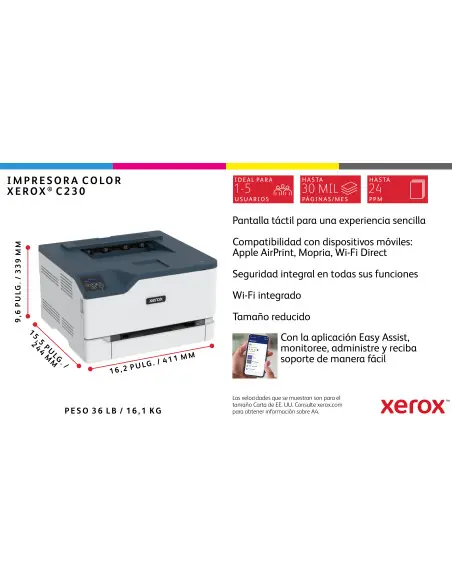 Impresora xerox laser monocromo c230v_dni usb