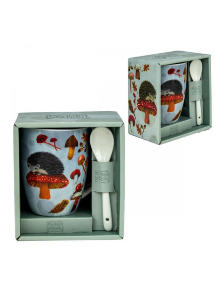 Taza cerámica con cuchara enesco erizo