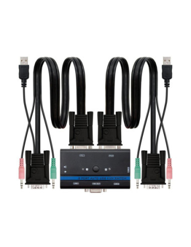 Conmutador kvm nanocable vga usb 1u - 2pc+cable