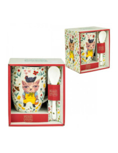 Taza con cuchara enesco el gato