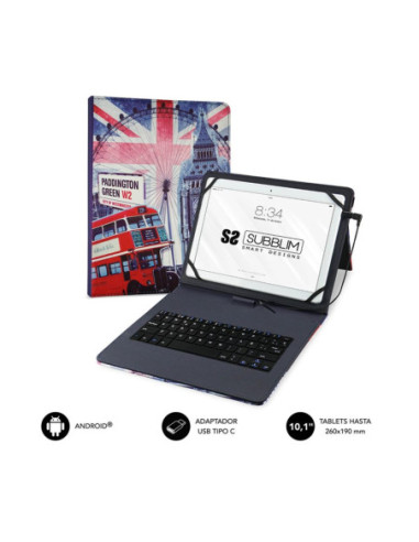 Funda + teclado subblim keytab usb