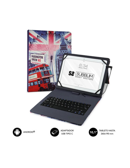 Funda + teclado subblim keytab usb