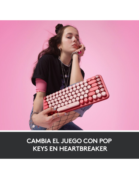 Teclado logitech pop keys heartbreaker rosa