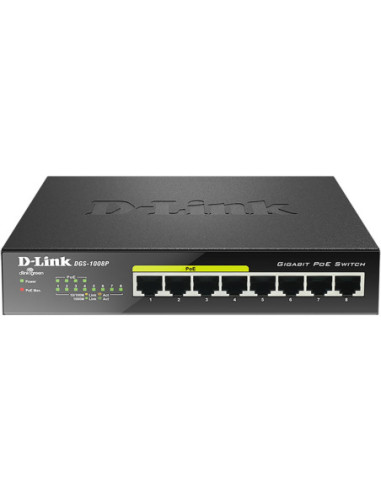 Switch 8 puertos gigabit poe d - link