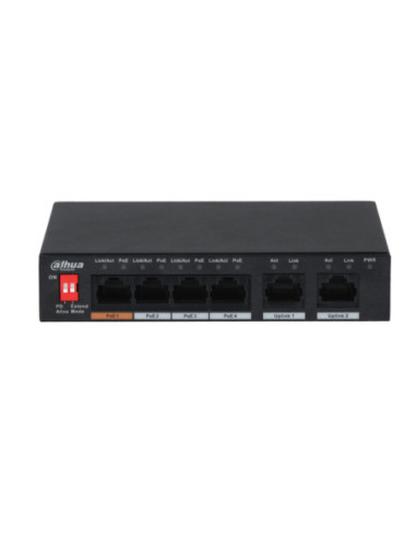 Switch dahua dh - pfs3006 - 4et - 60 poe 6 puertos