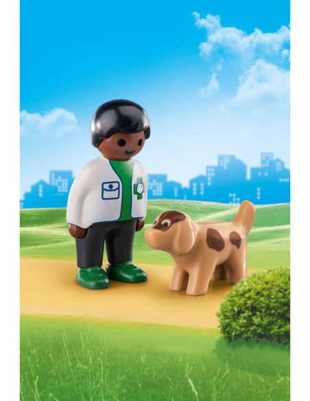 Playmobil 1.2.3 veterinario con perro