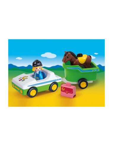 Playmobil 1.2.3 coche con remolque caballo