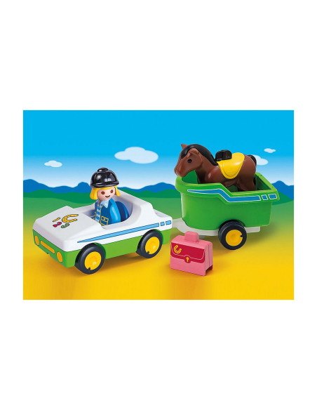 Playmobil 1.2.3 coche con remolque caballo