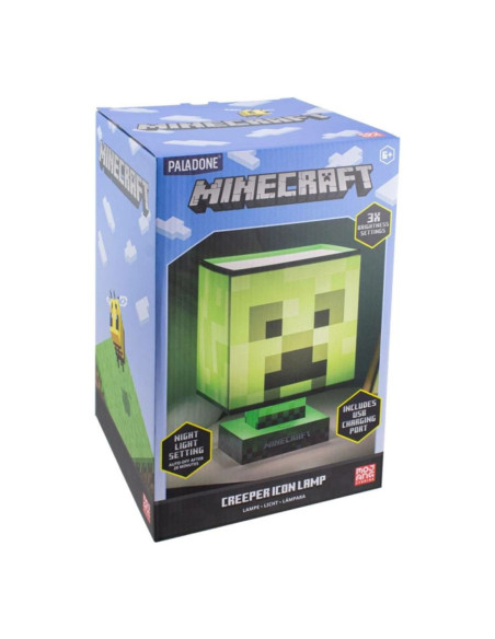 Lampara paladone con cargador usb minecraft
