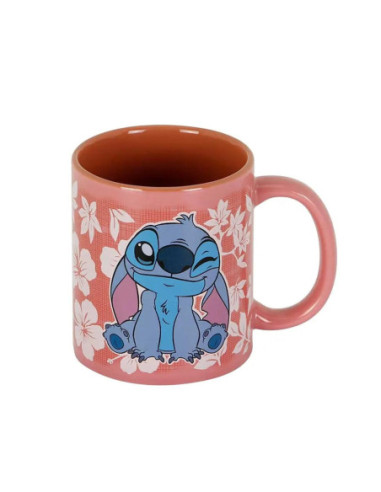 Taza karactermania disney stitch flores rosas