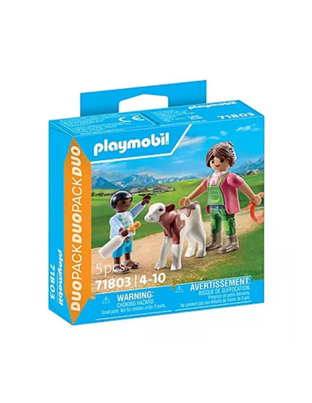 Playmobil -  granjera con ternero