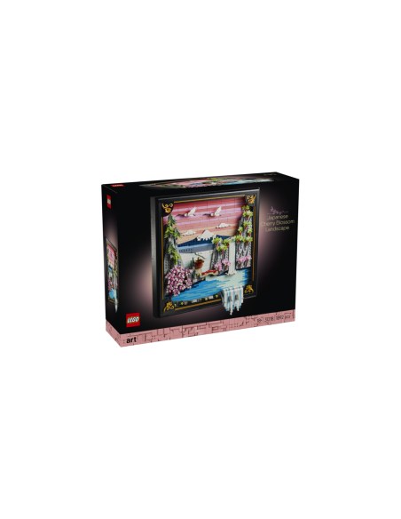 Lego art paisaje japonés con cerezos