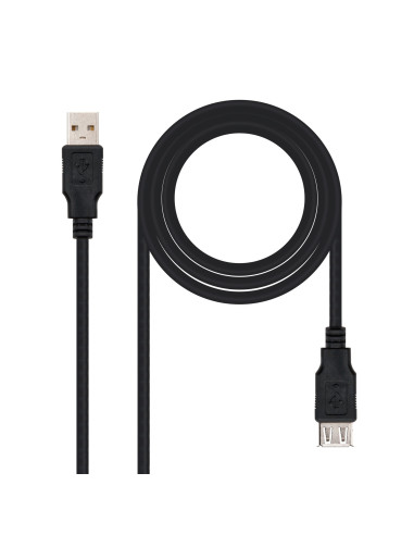 Nanocable Cable USB 2.0, tipo A M-A H, Negro, 3m