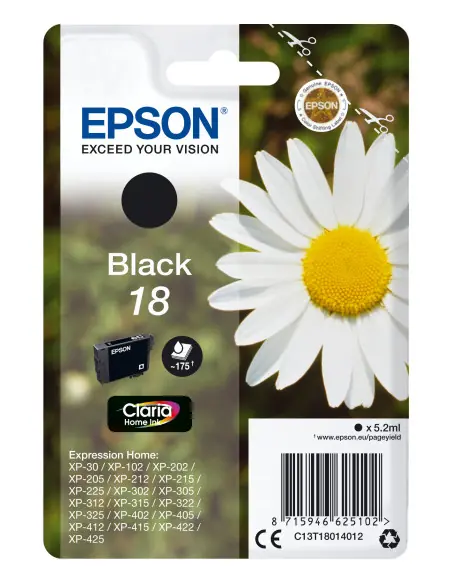 Cartucho tinta epson t180140 negro xp - 102
