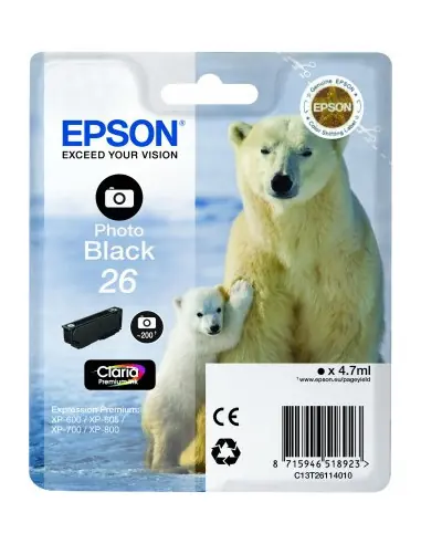Cartucho tinta epson t261140 negro photo