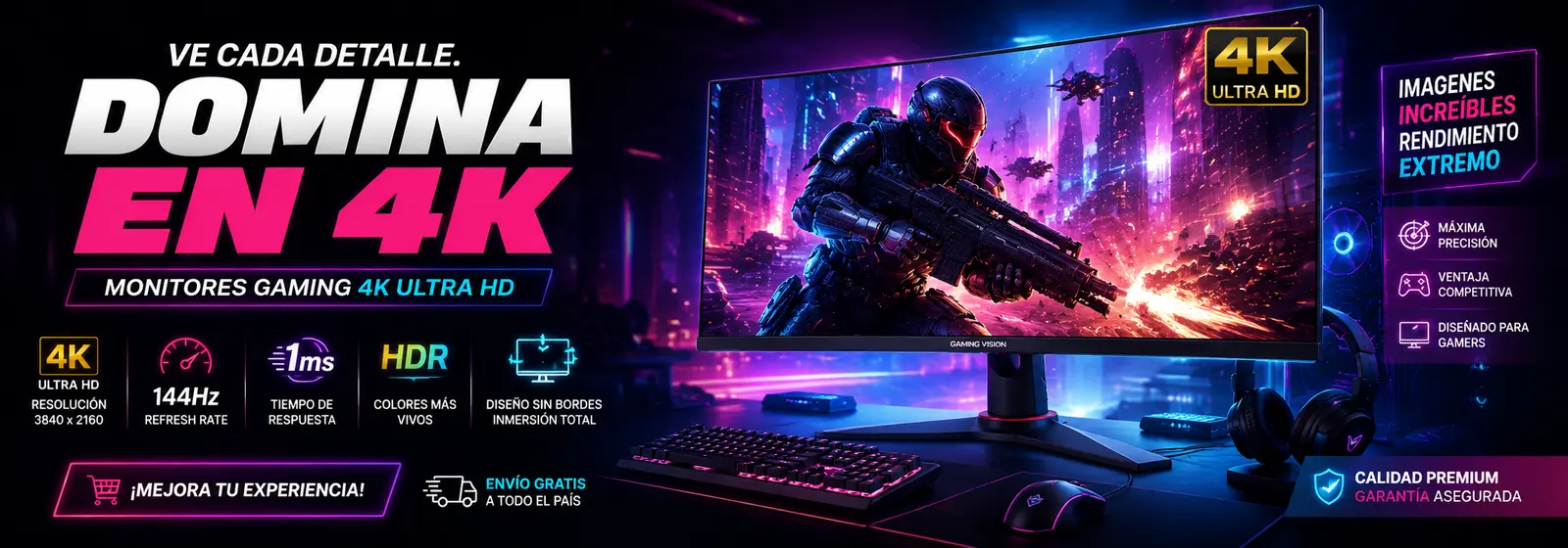 Monitores 4K y componentes gaming